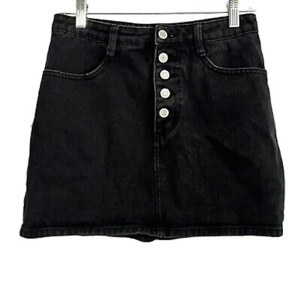 Brandy Melville/J. Galt black high rise denim mini skirt. Size XS.